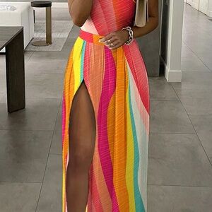 Colorful Striped Maxi Dress